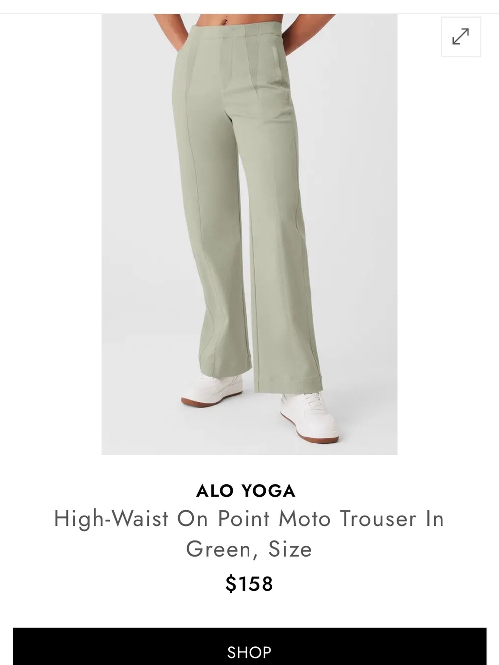 ALO Yoga High-Waist Wide-Leg Trousers in Sage